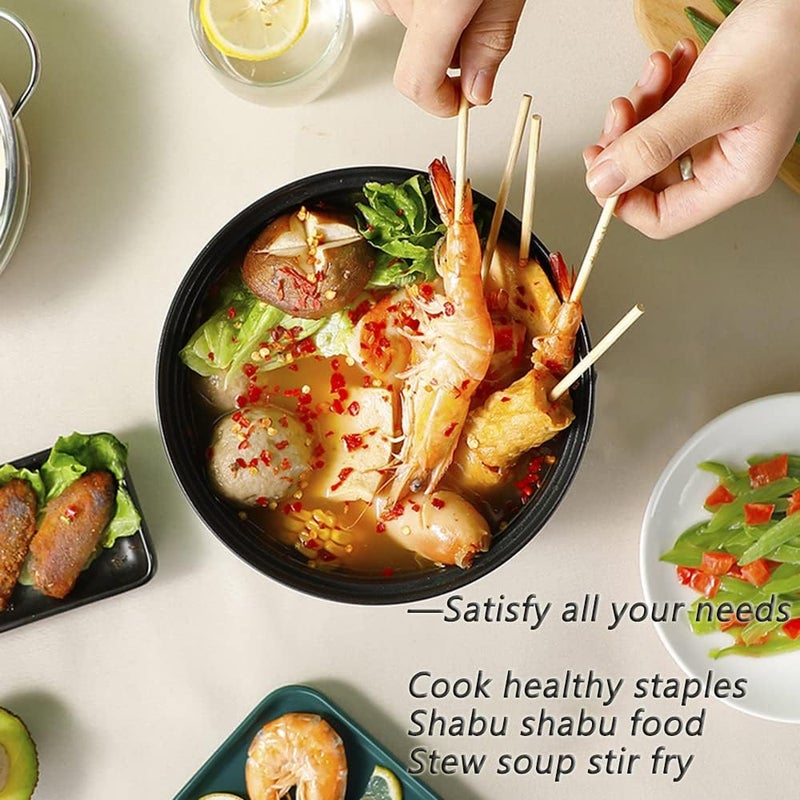 Drizzle طباخ كهربائي ساخن 1.7 لتر مقلاة صغيرة غير لاصقة لطهي الطعام 110 فولت طباخ محمول لطهي الطعام في السكن مع بخار لطهي الرامن الشخصي وغلي اللحم والبيض والشوفان والحساء شابو - Image 4